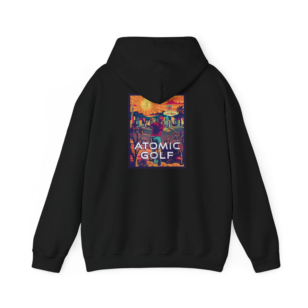 Atomic Golf Unisex Heavy Blend Hoodie – Colorful Retro Design - Black color
