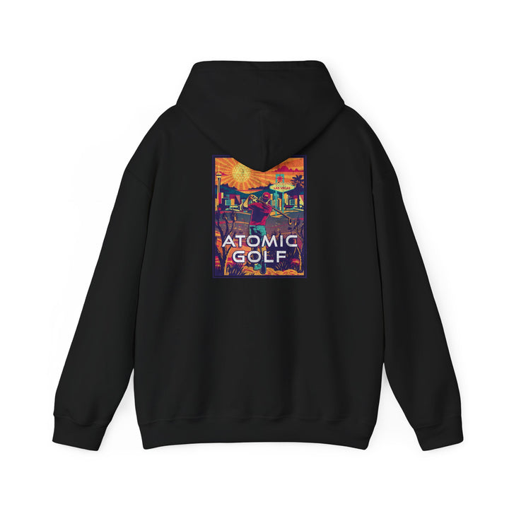 Atomic Golf Unisex Heavy Blend Hoodie – Colorful Retro Design - Black color